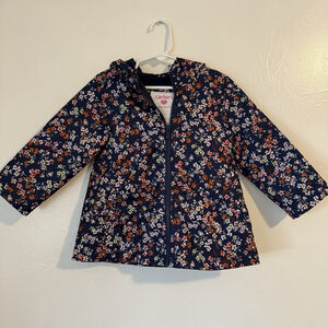 Carter’s Girls Navy Blue Floral Rain Coat Size 2T